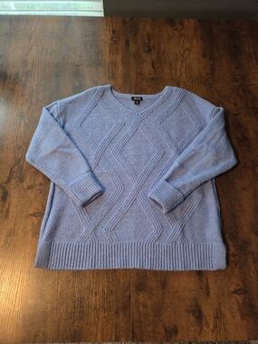 ANA Women's V Neck Sweater Light Baby Blue Size XL